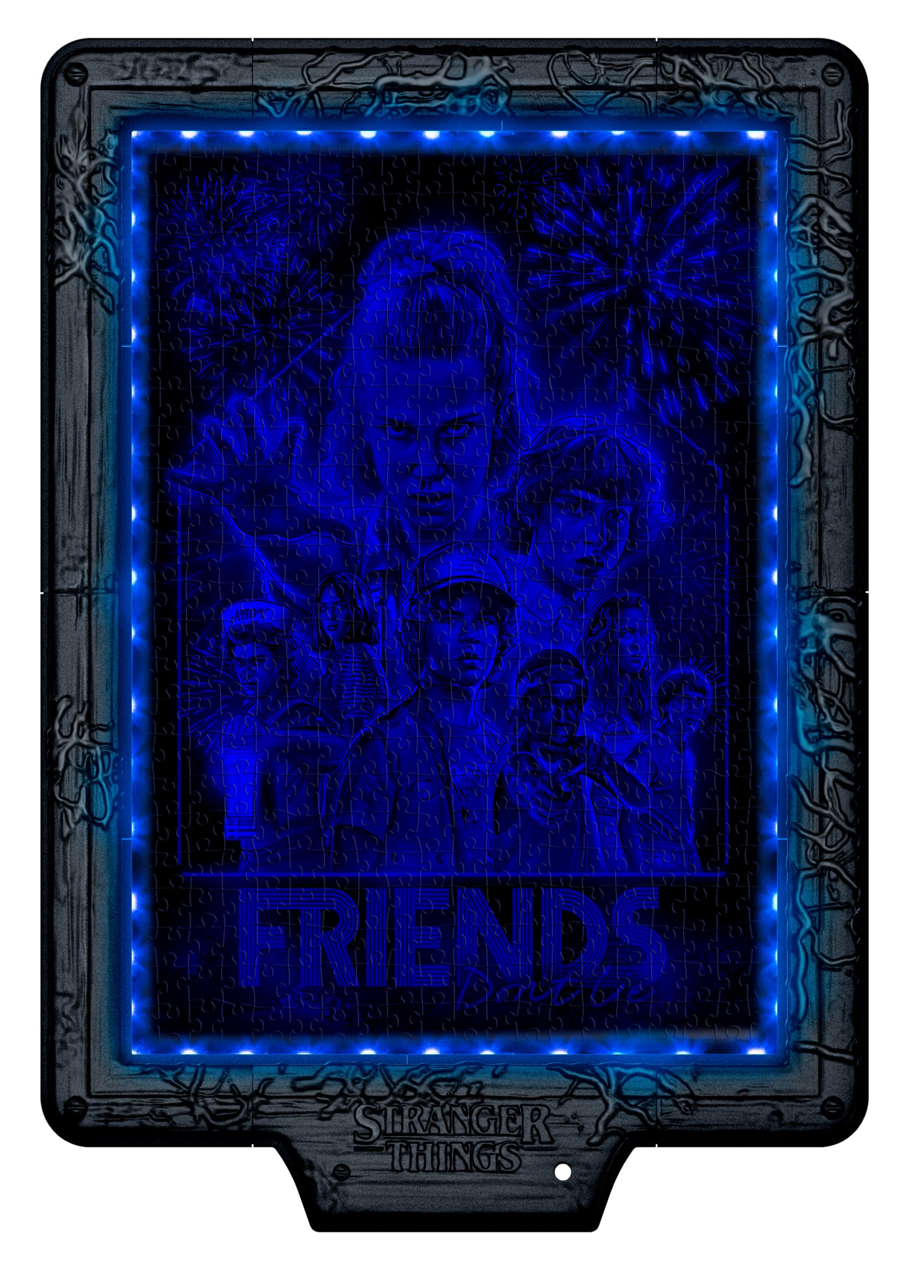Clementoni - Stranger Things Metamorphic Art Collection - The Upside Down, Quadro Interattivo 520 Pezzi con Cornice e LED RGB, Illustrazione che Cambia con la Luce, Made in Italy, 35155