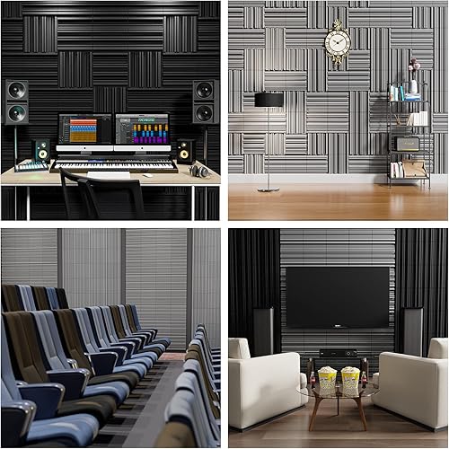 Miniatura 6 de Paquete de 12 paneles de espuma autoadhesivos a prueba de sonido, 12 x 12 x 2 pulgadas, espuma acústica de alta resistencia, acolchado a prueba de