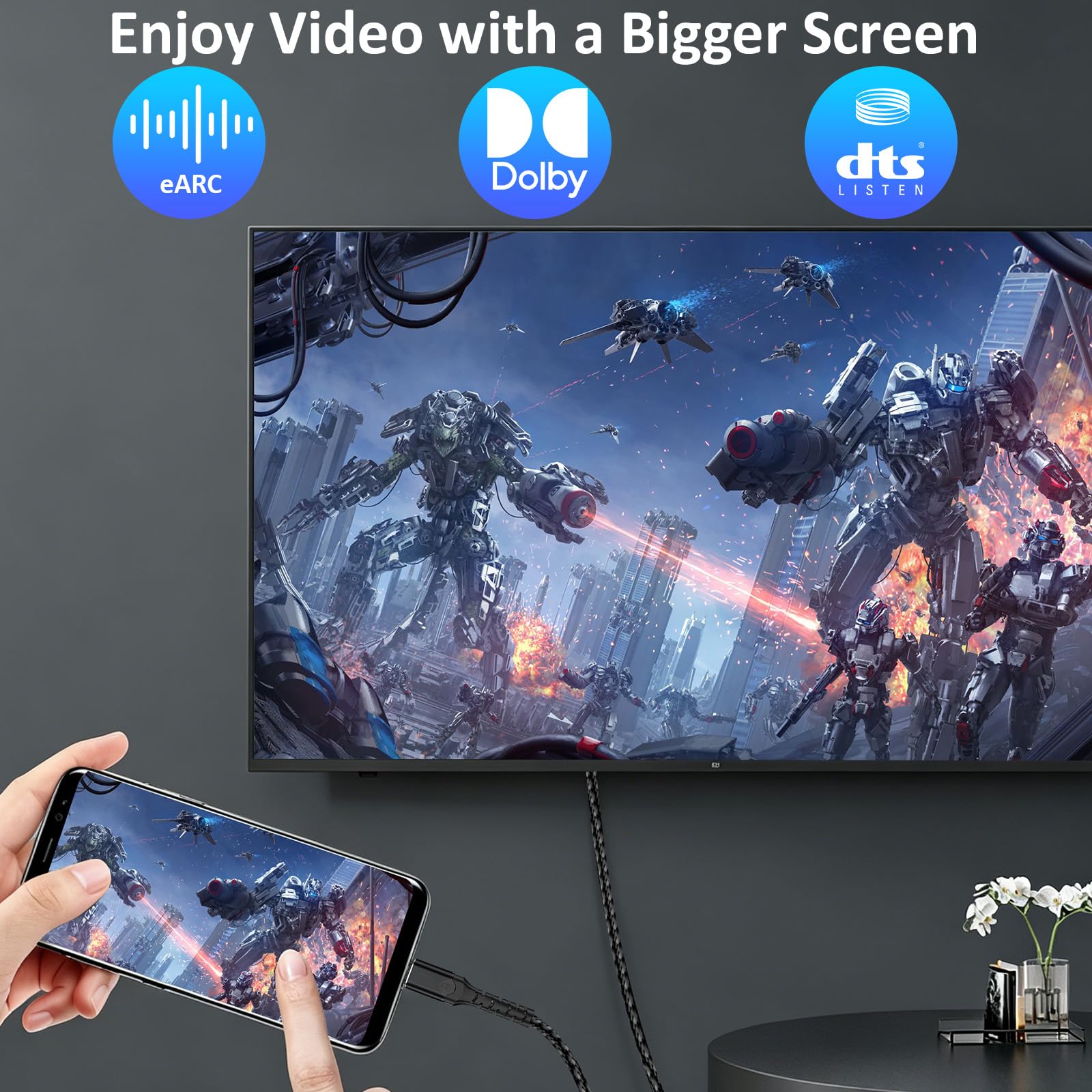 Kabel USB-C na Displayport 1.4, dwukierunkowy Thunderbolt 3/4/5 na DP, kabel USB-C na DP, obsługuje 8K@60Hz, kompatybilny z MacBook Pro/Air, Galaxy S25, iPad Pro, XPS 17, (1 m)