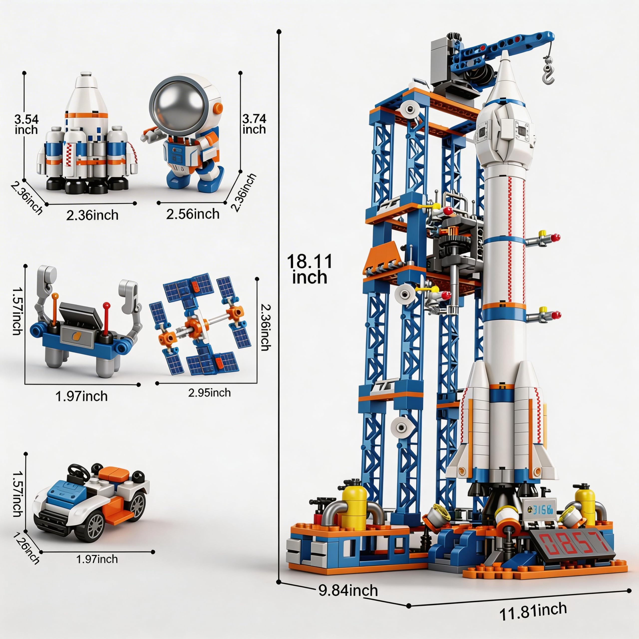 Kit di costruzione di razzi per bambini dai 6 ai 14 anni, giocattoli da costruzione di razzi spaziali, 1065 pezzi, navetta spaziale, collezione di modelli da esposizione, il miglior regalo