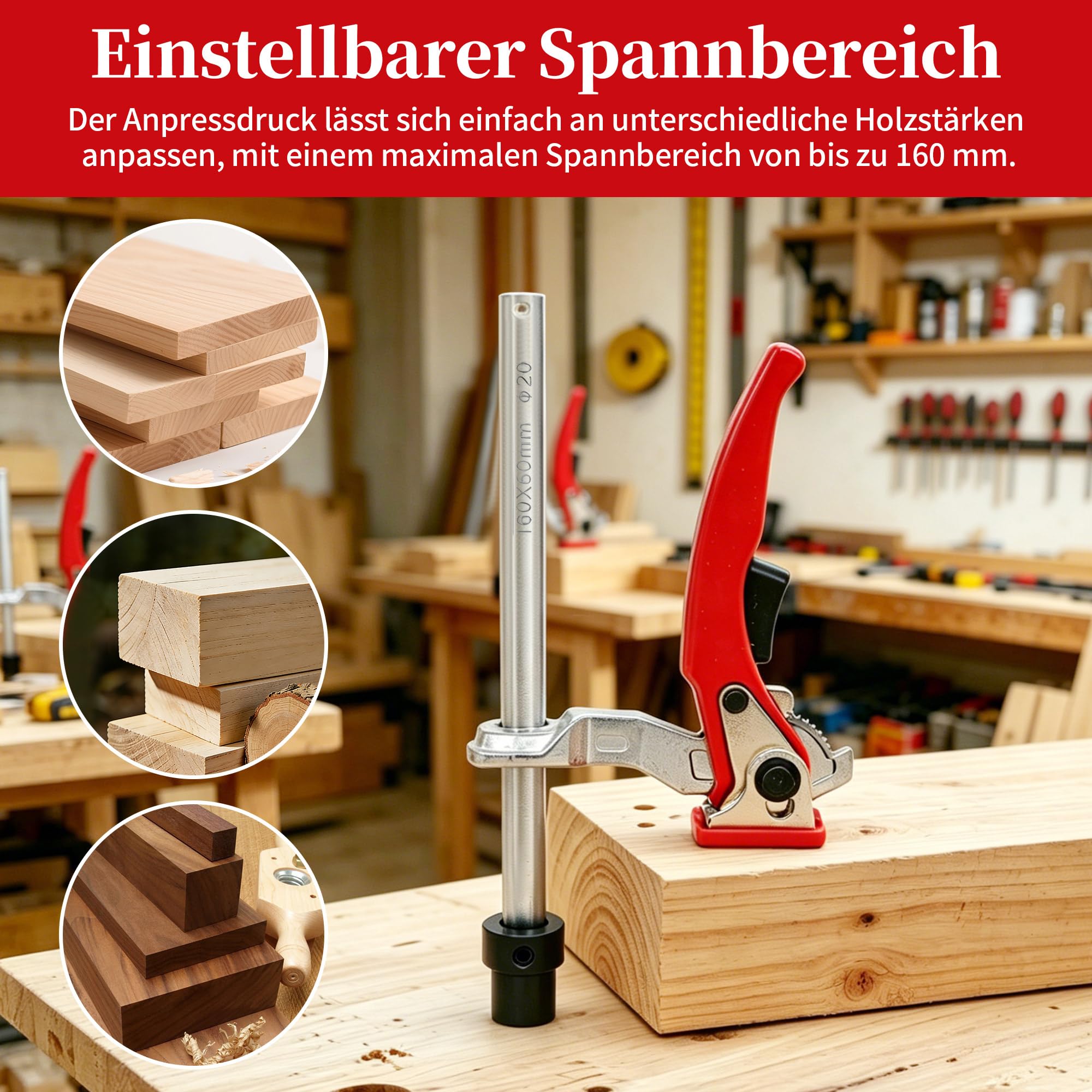 ohbien 6 Stück Bankhaken 20mm Set, Niederhalter Hebelzwinge Spannelement