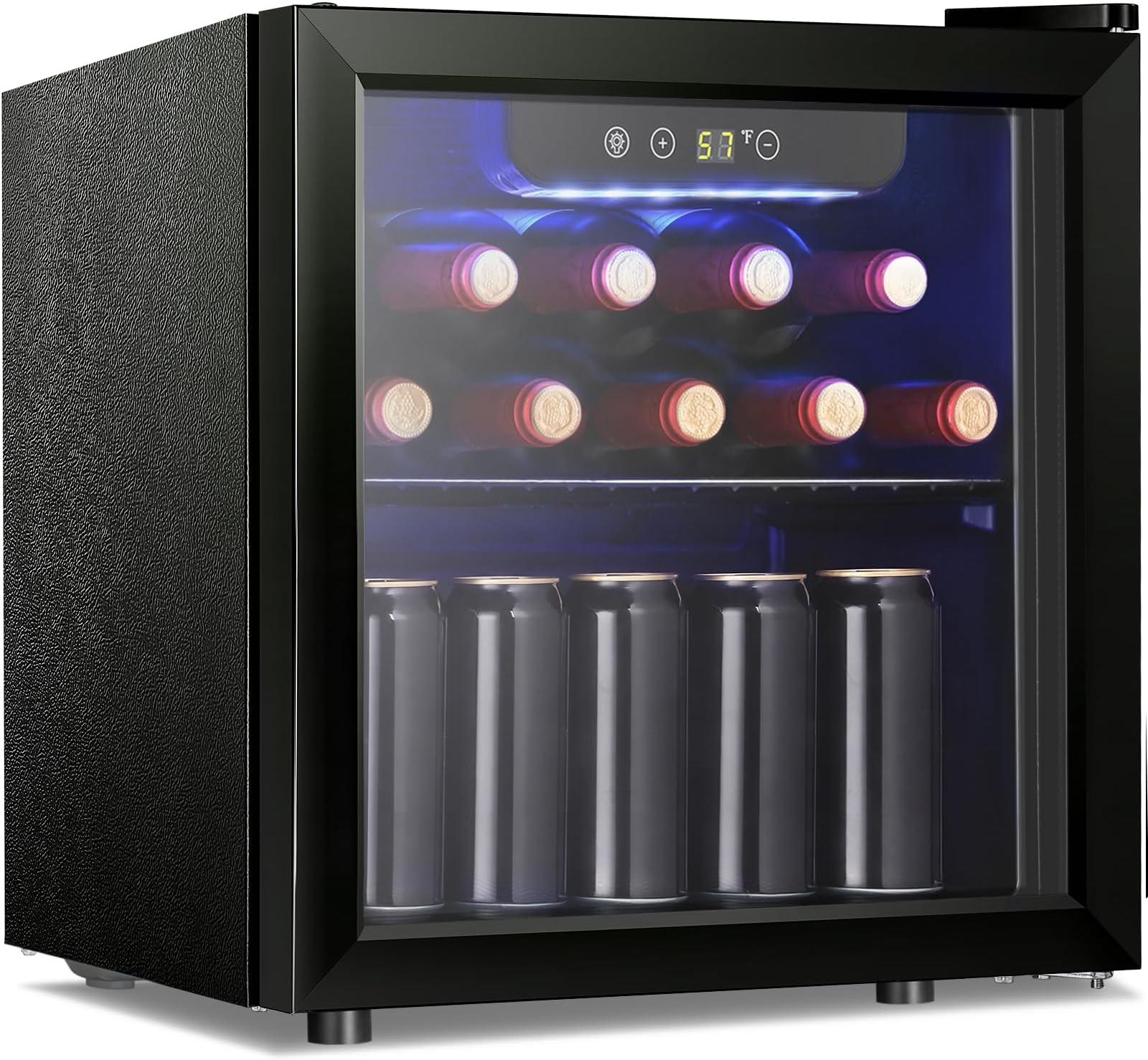 Antarctic Star 12 Bottle 48 Can Wine Cooler/Cabinet Beverage Refrigerator Mini Fridge Low Noise Clear Glass Door Counter Top Cellar for Beer Soda Bar 1.3 cu.ft Black