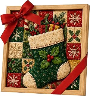 Holiday Craft Kit Punch Needle Christmas Fabric Art Wood Frame
