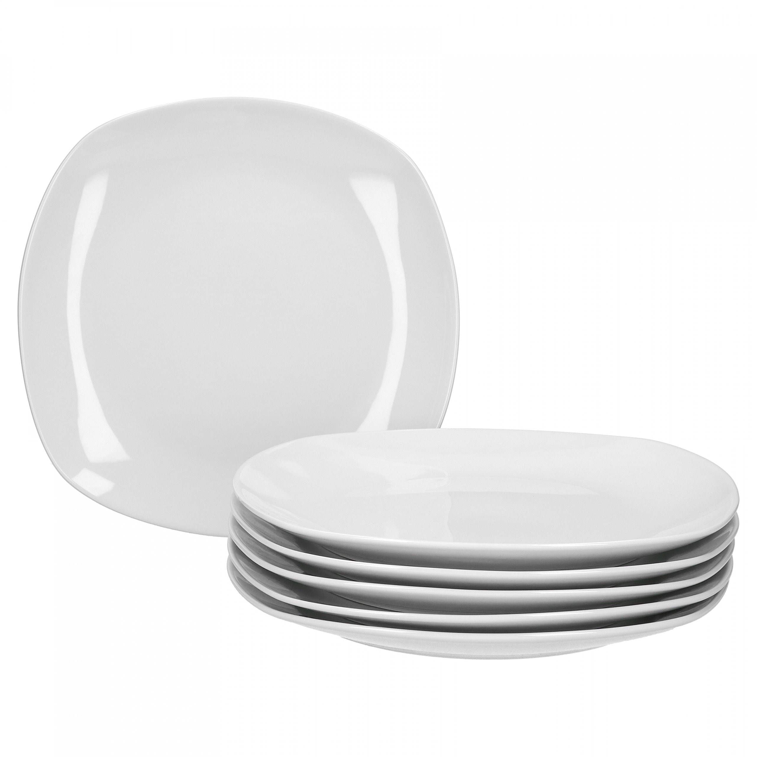 Van Well Porzellan Geschirr Serie Lilli - Zeitloses Design für Jederzeit - Hochzeitsgeschenk oder Jubiläum (6 Stück Spei