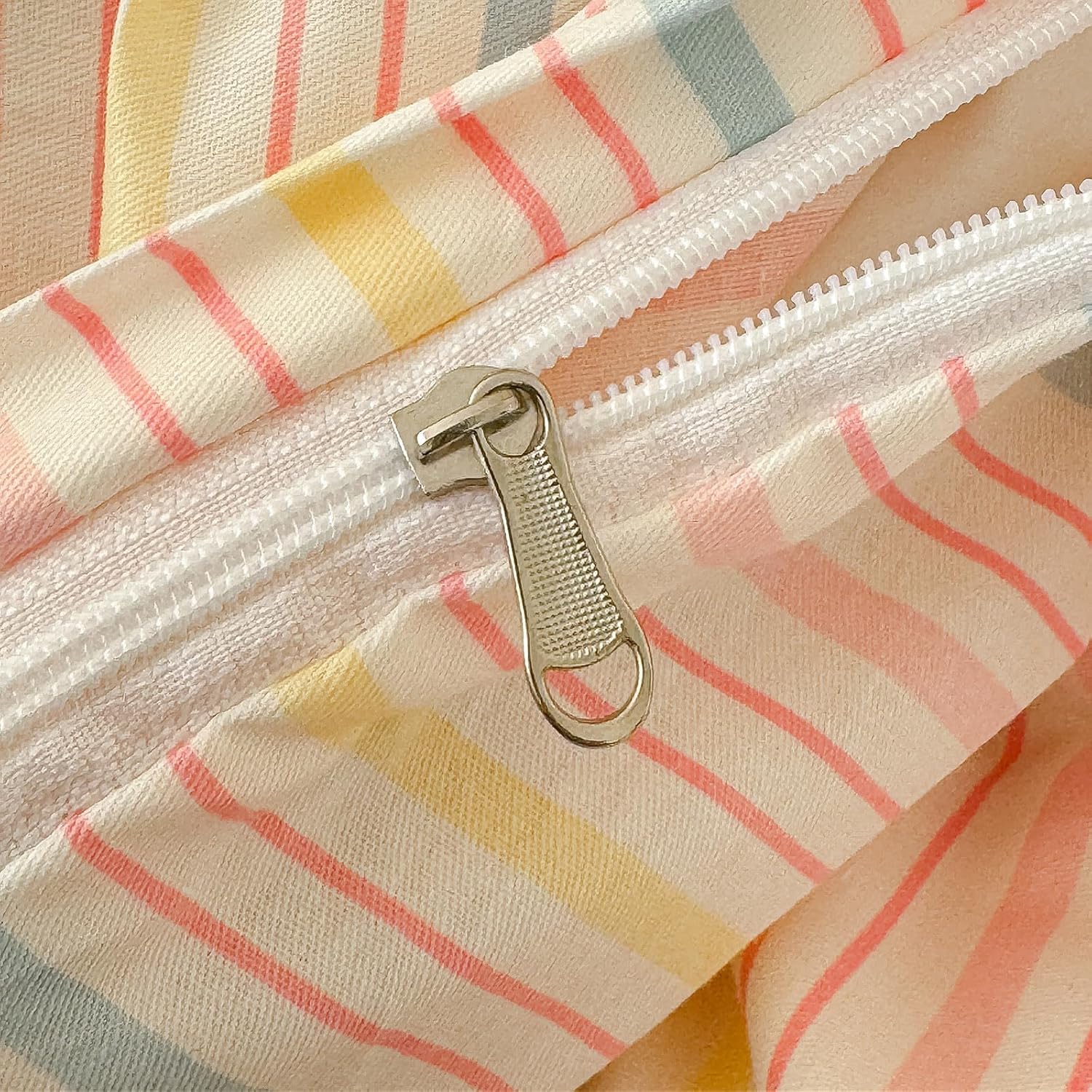 AOJIM Pink Bow Duvet Cover Set 3PCS for Kids Adults, 1 Soft Durable Pure Cotton Comforter Cover Queen Size and 2 Pillowcases, Rainbow Striped Bedding Duvet Cover Set for Room Decor, Machine Washable