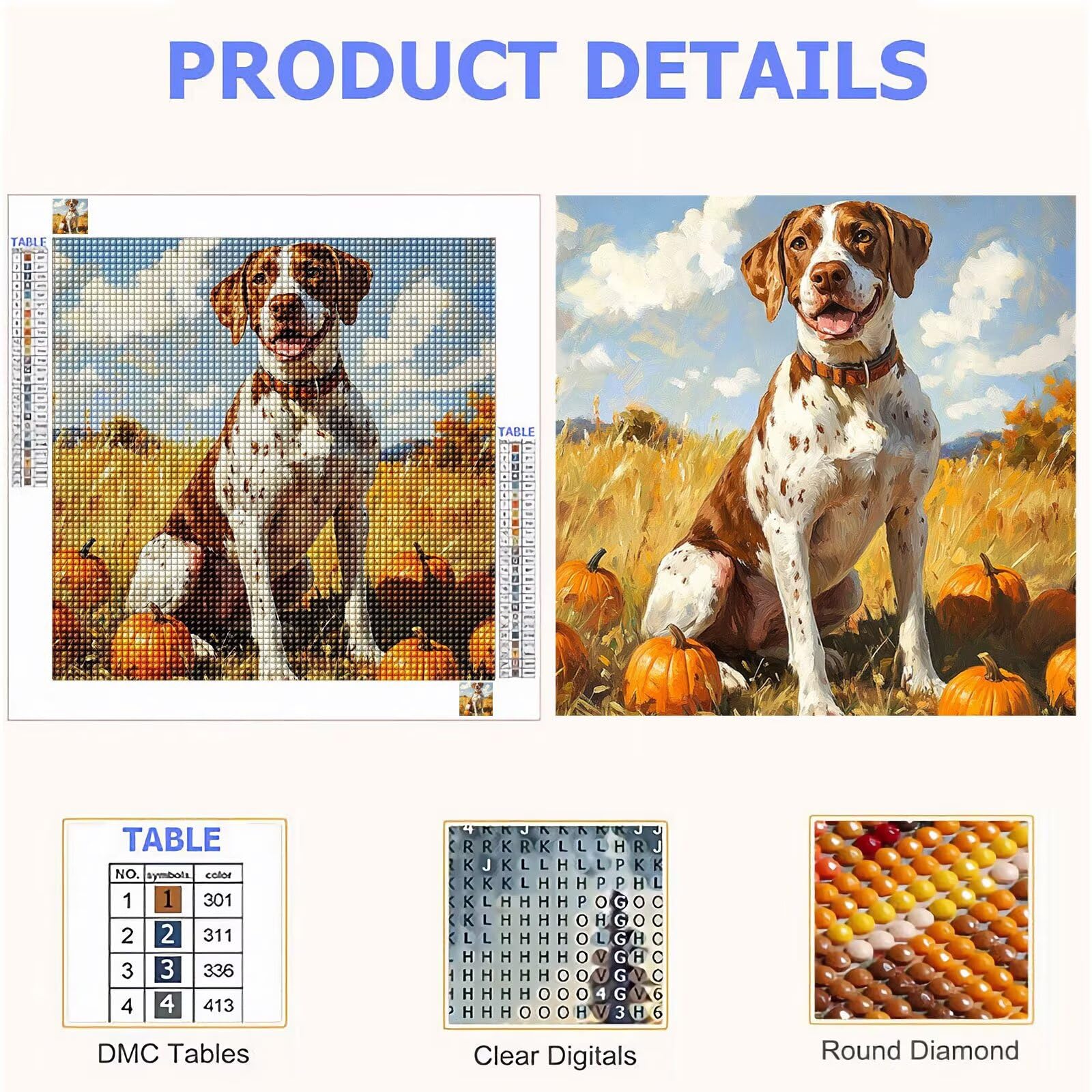 Diamond Painting Adulti, Cane Diamond Painting Kit Completo, 5D Pittura Diamante Bambini Attività Manuale Creativa e Idea Regalo, Diamantini Crystal Art Tela Fai Da Te Kit 80x80cm Paesaggio FX#449