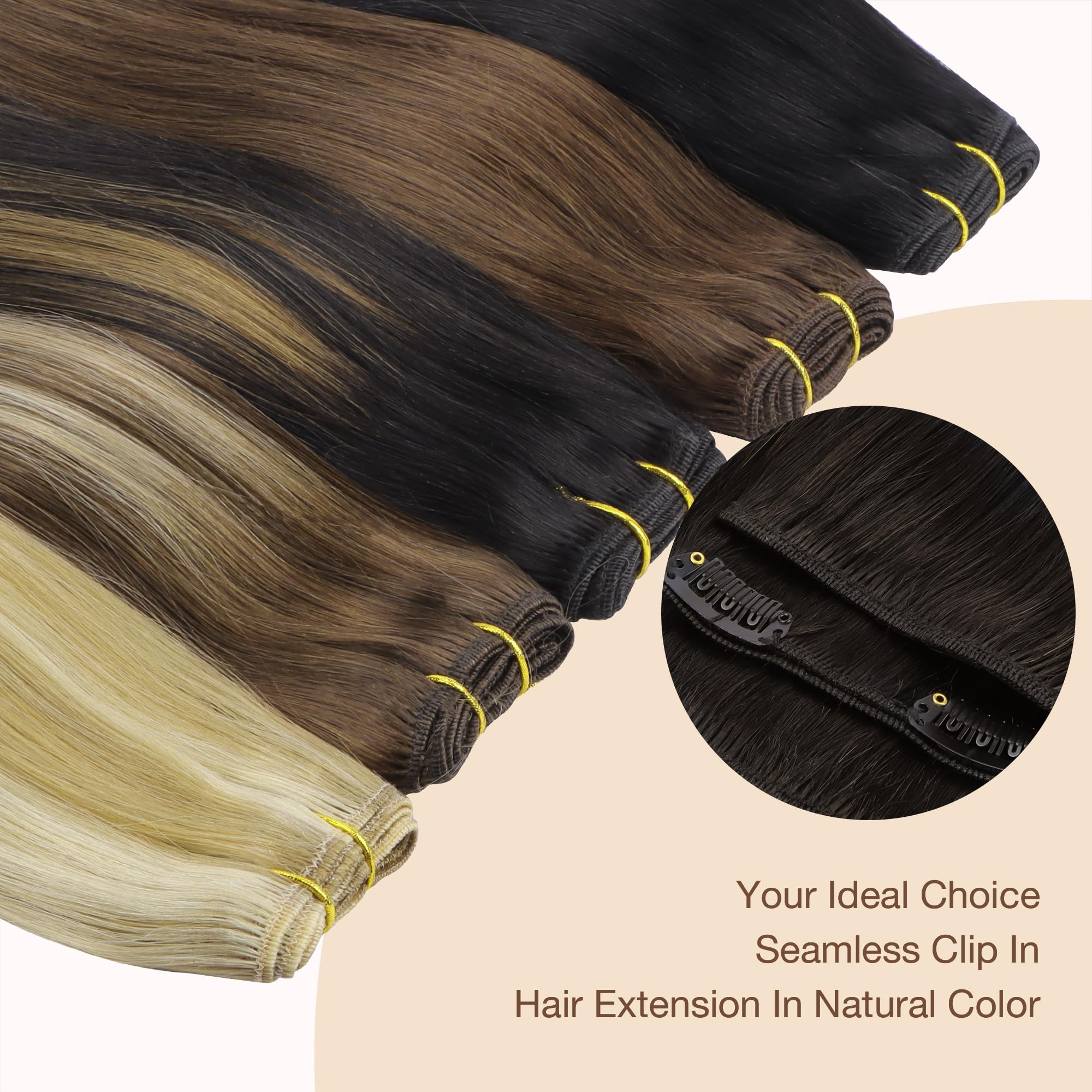 GOO GOO Extensiones Adhesivas Pelo Natural, 30cm 65g 7pcs, Extensiones de cabello humano Natural auténtico, 2A Marrón claro