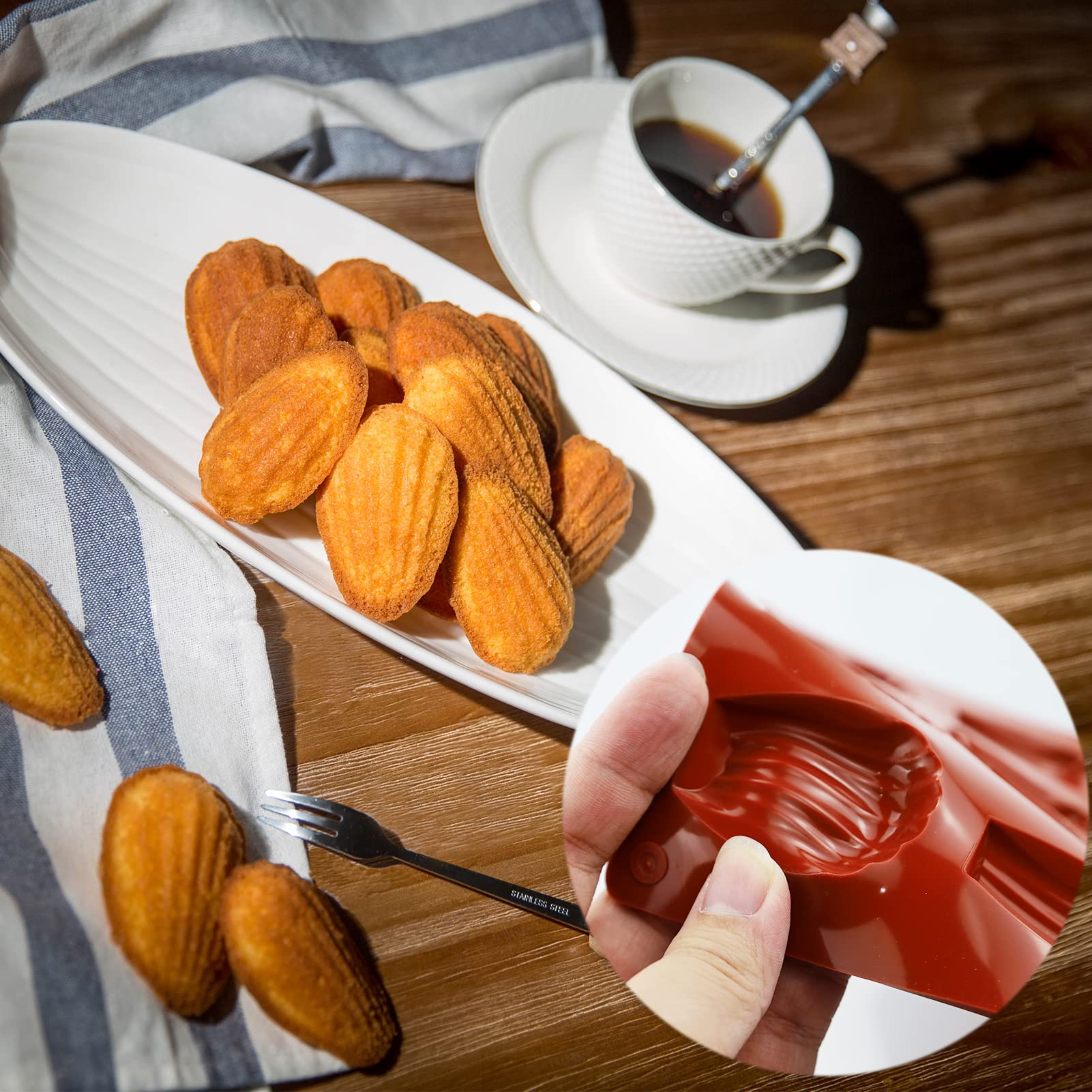 Set di stampi per Madeleines in silicone Teglia per torta fai da te Madeleine teglia Anti-aderente Vassoio Madeleine in silicone Stampi per sapone fatti a mano Vaschetta del ghiaccio 9 Cavite