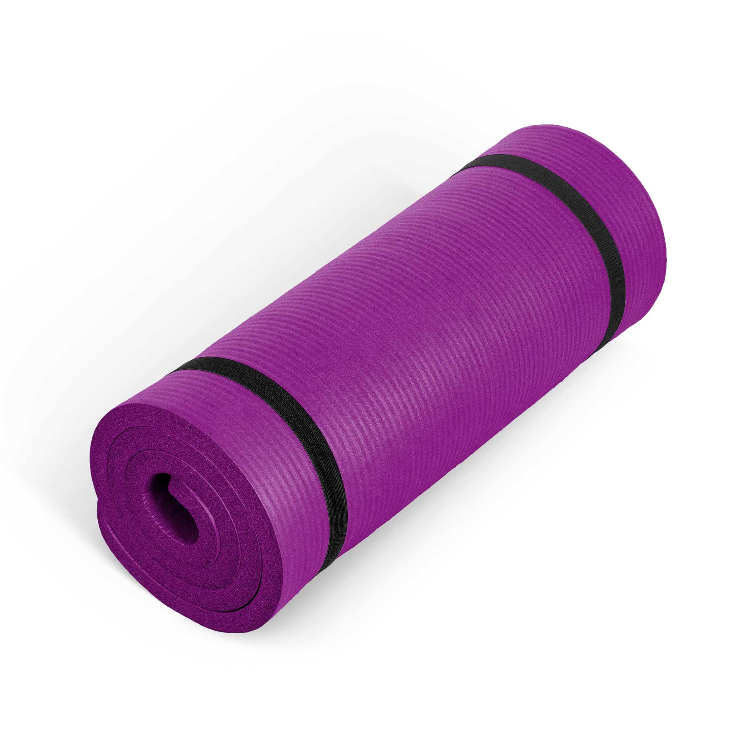 CAP Barbell 1-Inch High Density Exercise Yoga Mat with Strap | Multiple Colors