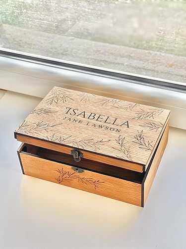 Miniatura 3 de Personalized wooden name box for memories, keepsake - Christmas gift, present for Him, Boyfriend, Boy, Guy, Groomsmen, Friend for Birthday (Ash tree)
