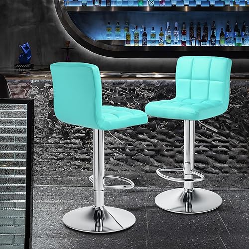 Miniatura 12 de Magshion Juego de 2 taburetes de bar blancos, de piel sintética, con altura de mostrador, sillas de bar tapizadas ajustables giratorias para isla de