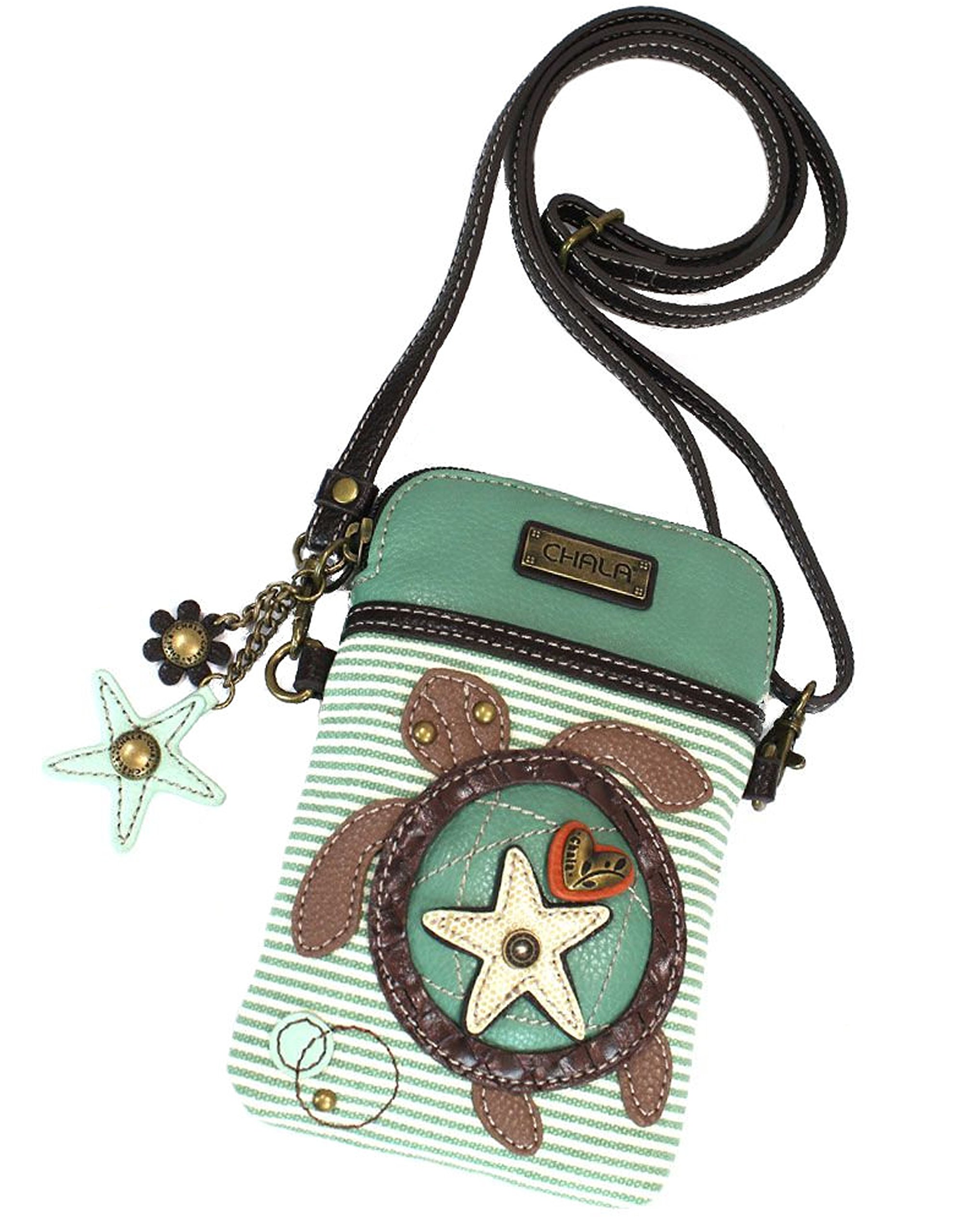 Chala Striped Sea Turtle Cellphone Crossbody Handbag - Convertible Strap