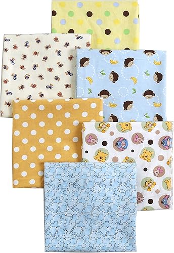 Miniatura 1 de Danica Mantas unisex de franela de algodón para bebé, paquete de 6, 30 x 38 pulgadas (amarillo008, lunares de mono de pato bebé)
