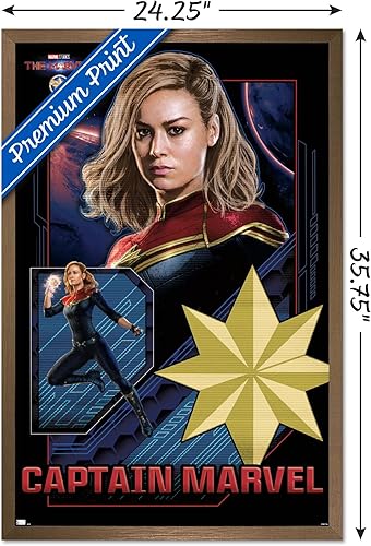 Miniatura 3 de Trends International Marvel The Marvels - Póster de pared del Capitán Marvel, 22.37 x 34.00 pulgadas, versión enmarcada en bronce