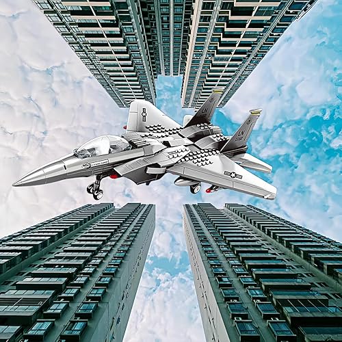 Miniatura 8 de Avión de combate militar F-15 Eagle Fighter compatible con Lego, 270 piezas de avión de juguete para niños a partir de 10 y adultos, juguetes de