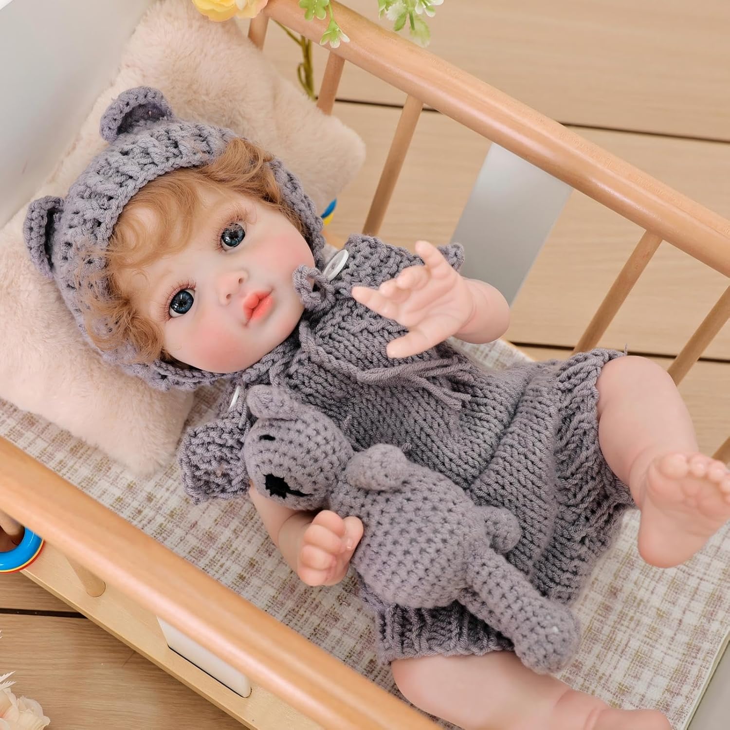 20-Inch Cute Reborn Baby Doll, Big Eyes Realistic Newborn Baby Doll with Hand-Rooted Hair, Full-Body Vinyl Baby Dolls for 3+ Ages, Gifts, Collect