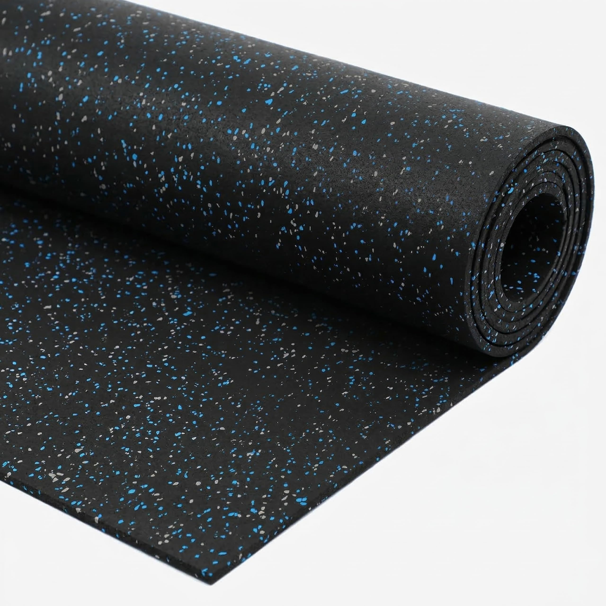 IncStores 1/4" Tough Rubber Roll (4' x 10') - Excellent Gym Floor mats for Medium/Large Equipment and Light/Moderate Free Weights (5 Mats - 4'x10' Blue/Grey)