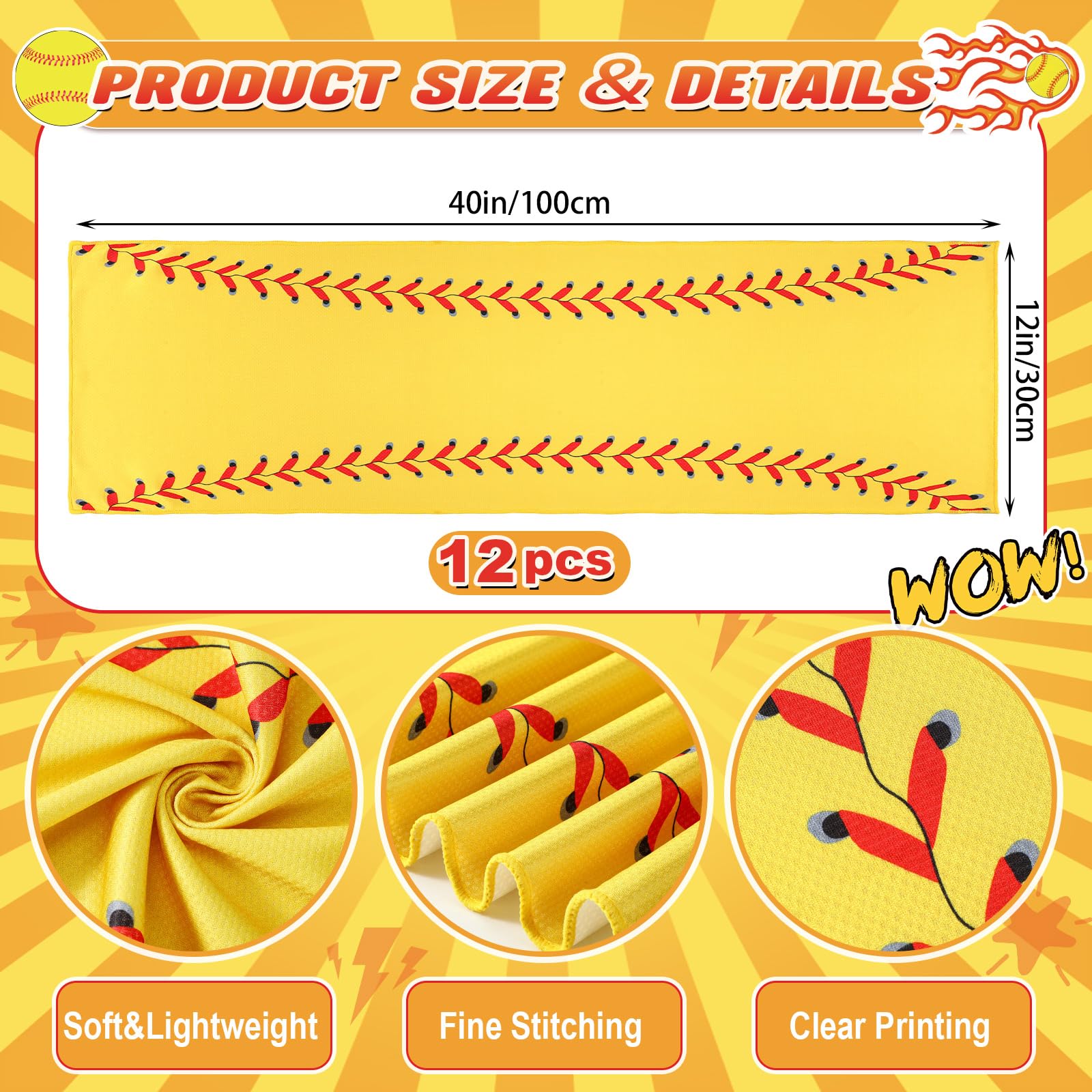 Tujoe 36 Pcs Softball Party Favors 40 x 12 Cooling Workout Towel Mini Portable Handheld Fan with Lanyards Clear Softball Gift Bag with Handles and Stickers for Sport Team Gift, Battery Not Include