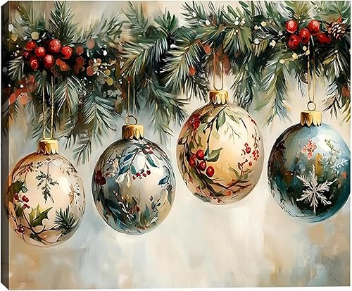 Miniatura 32 de FLZYKGPA Impresiones artísticas retro de Navidad de 12 x 18 pulgadas, lienzo navideño de Papá Noel, póster de Navidad de granja de invierno, Imagen