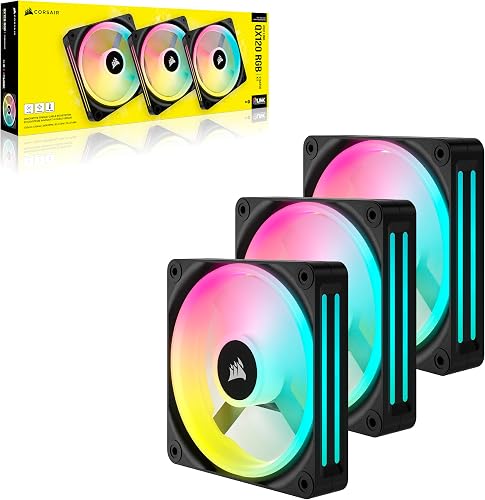 Corsair iCUE LINK QX120 RGB 120mm Magnetic Dome RGB Fans - Triple Fan Starter Kit with iCUE LINK System Hub - Black - 9