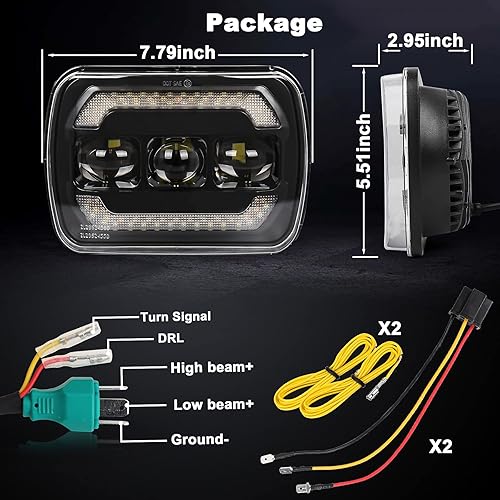 Miniatura 7 de Faros delanteros 5x7 7x6 H6054 con señal de giro amarilla blanca DRL para Jeep Wrangler YJ Cherokee XJ Ford Chevy GMC Toyota Nissan Pickup Truck