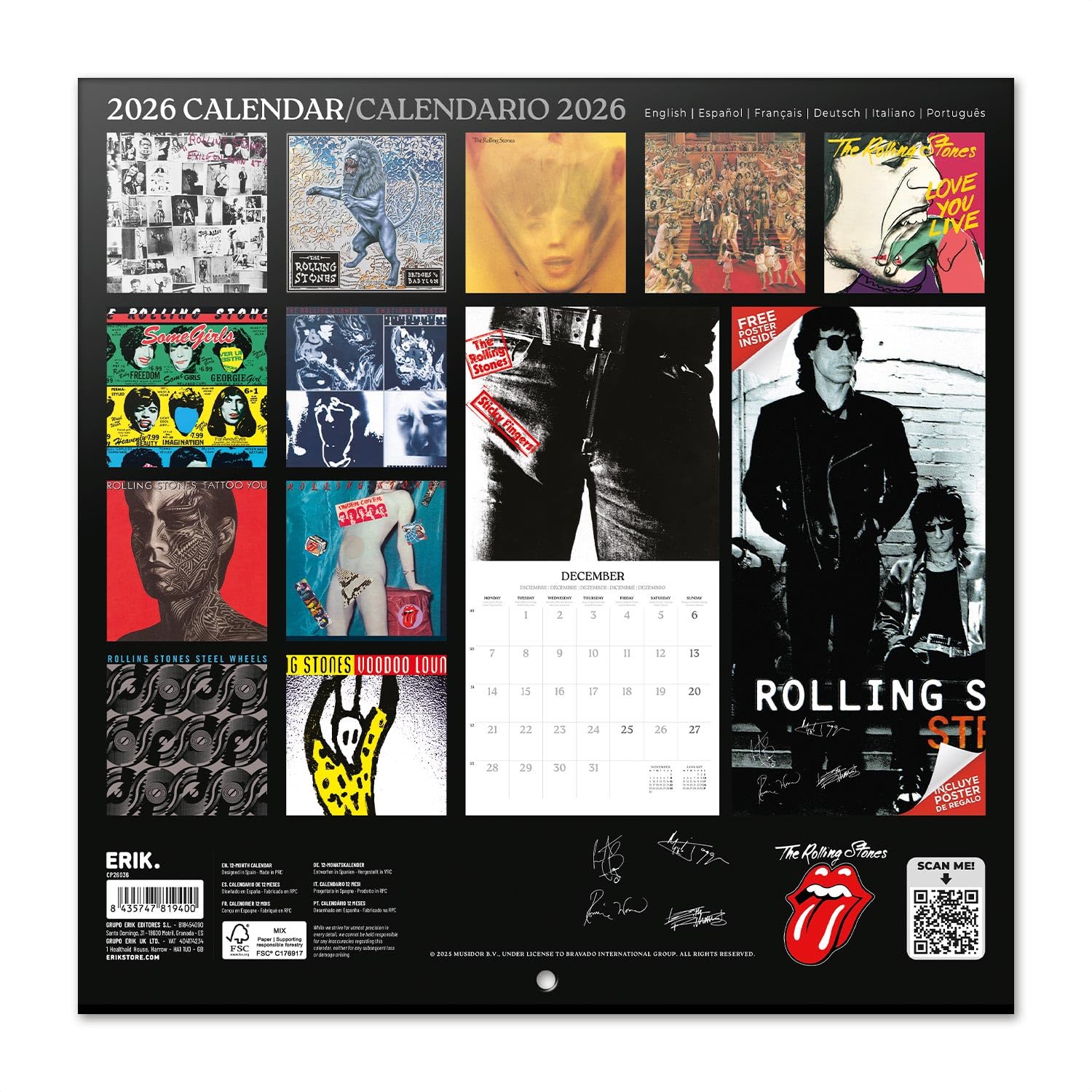 Grupo Erik Wall Calendar 2026 - The Rolling Stones Calendar - View #7