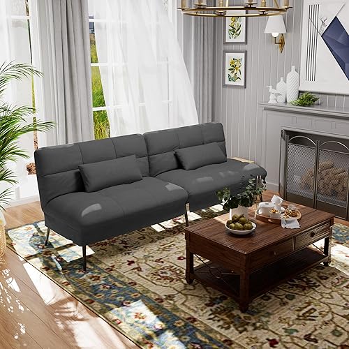 Miniatura 3 de COMHOMA Sofá cama tipo futón convertible, sofá futón de tela de 72 pulgadas con respaldo ajustable, reclinable plegable para muebles de sala de