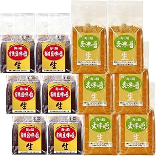 12個セット 海の精 国産特栽 麦味噌 1kg + 豆味噌 700g 各6個 アソート 天然醸造法 杉樽仕込み 食品添加物不使用 みそ みそ汁 調味料 無添加 まとめ買い