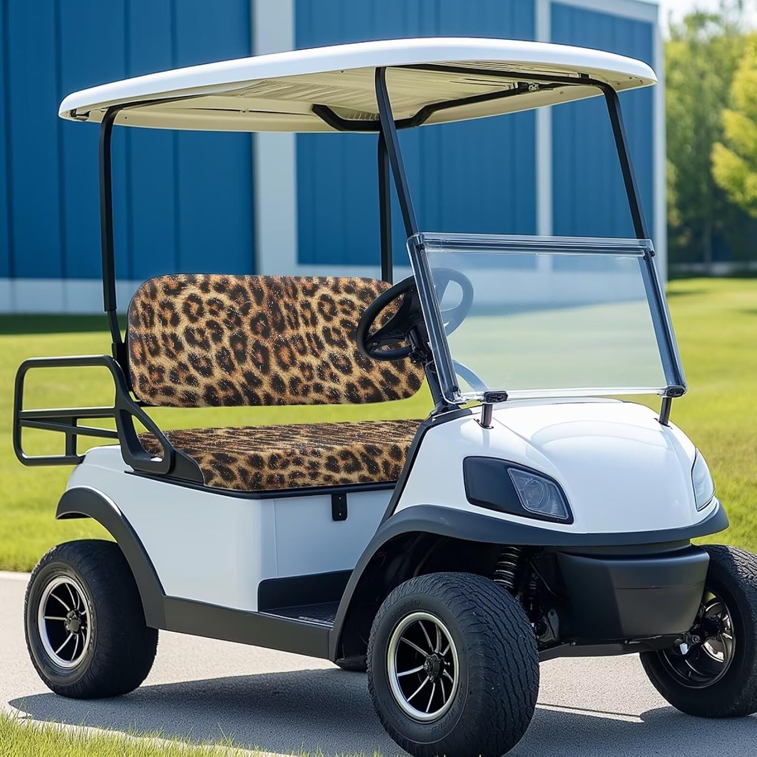 Leopard Print Golf Cart Seat Covers 2 Passenger Golf Cart Front Seat Covers Keeps Seats Clean and Comfortable Easy Installation Club Car Accessories Fits Most Club Cars