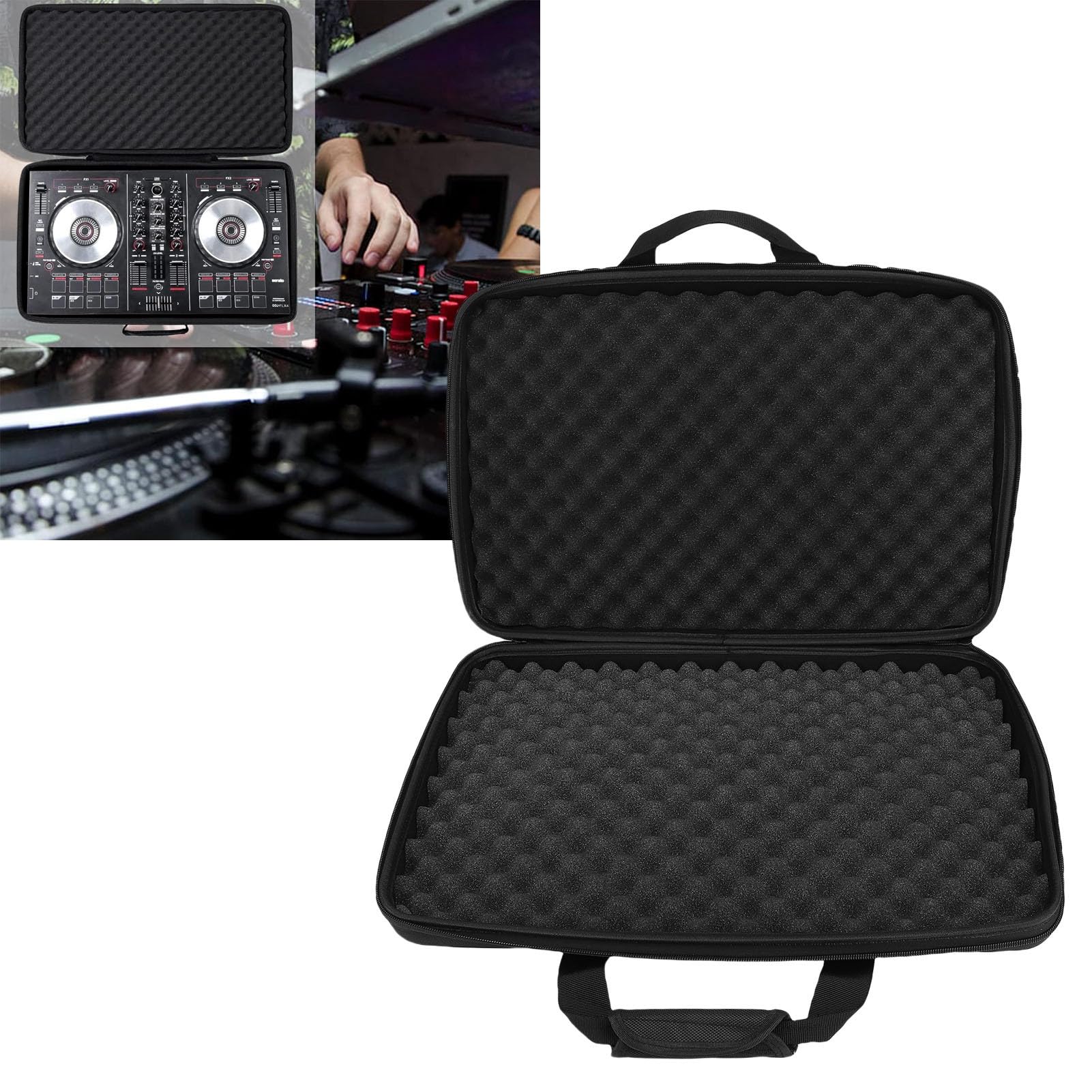 Estuche de Transporte para Controlador de DJ con Exterior de EVA Moldeado y Acolchado de Espuma, 20,87 x 13,78 x 3,15 Pulgadas, para DDJ FLX4 / 400 / SB3 / SB2 / RB 2