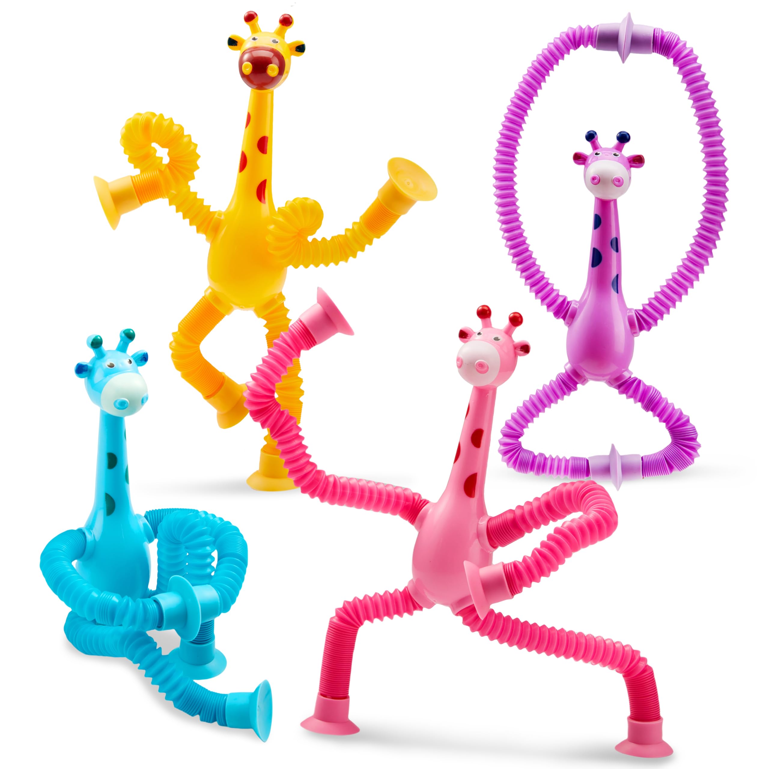 JOYIN Pop Tubes Giraffe Toys for Kids, 4 Pcs Sensory Tubes for Year Old Ages 3 4 5 6 7 8 9 10 Fidget Toys Birthday Gift for Toddler Boys Girls Easter Goodie Bags Stuffers Party Favors