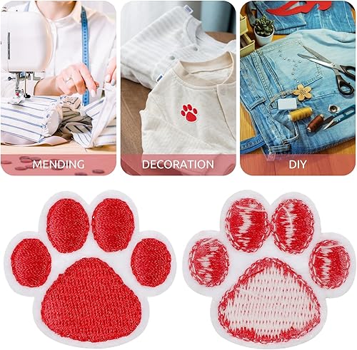 Miniatura 3 de Gadpiparty 20 parches de patas de perro parches con estampado de patas de gato parches bordados para planchar apliques de huellas tela de coser para