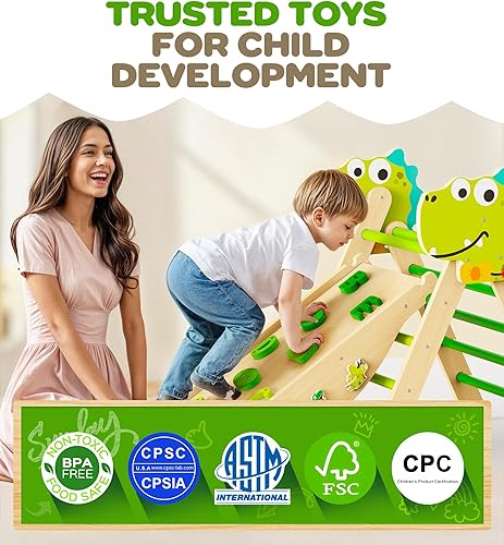 Miniatura 6 de Pikler - Juego de triángulos 11 en 1, juguete Montessori de escalada para niños pequeños, plegable de madera para interiores, gimnasio y escalador