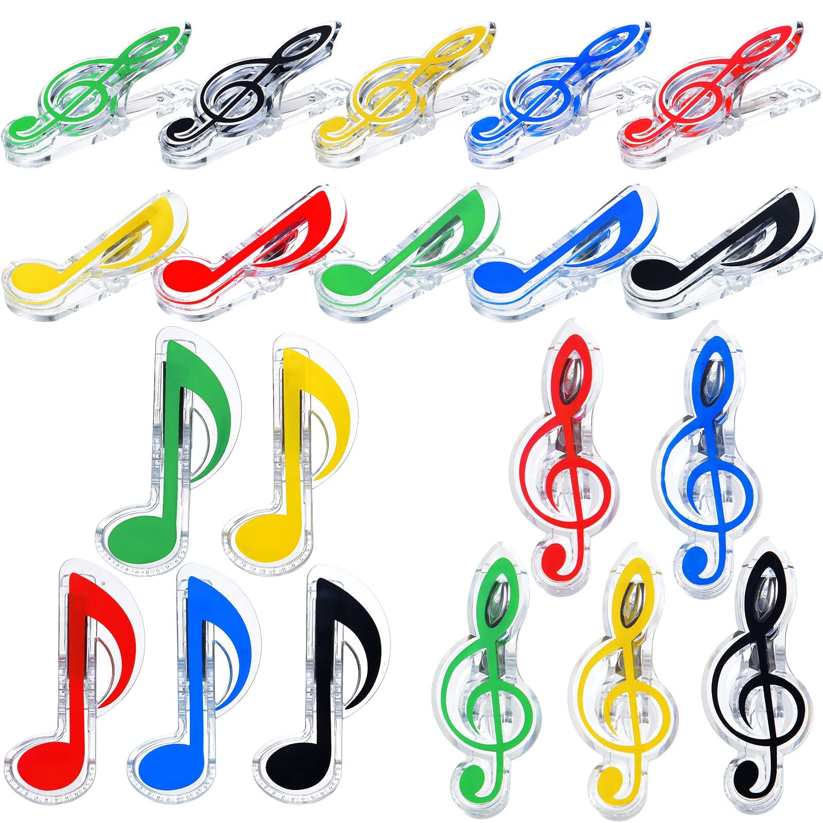 MAKINGTEC Music Paper Page Clip, Plastic Transparent Bookmark Spring Music Book Clip, Music Stand Accessories for Books Music Paper Note (20 Pcs)