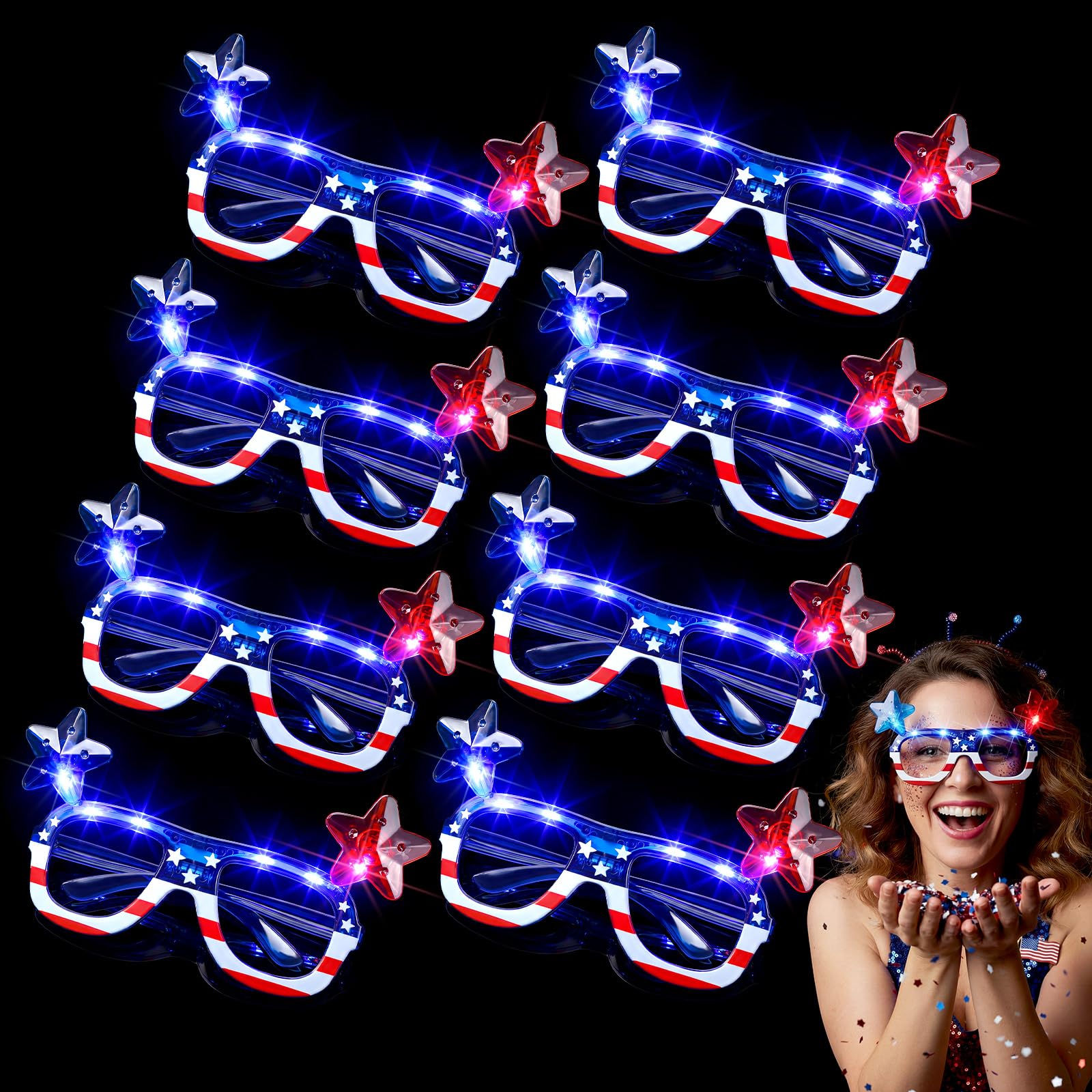 Amazon.com: Funtery 8 Pack 4th of July Light up Glasses Red 