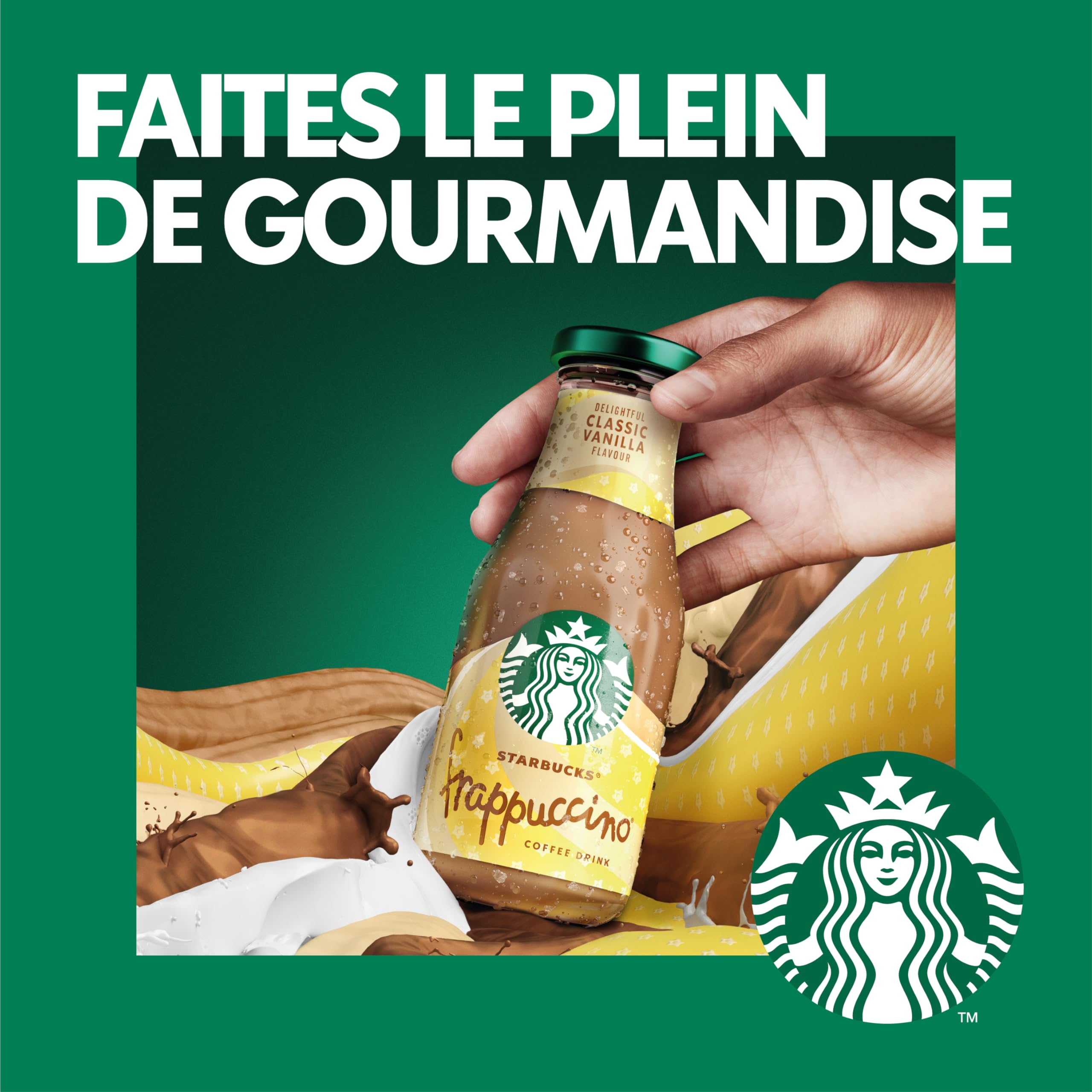 Starbucks® - Frappuccino Vanille - Bouteilles 8 x 250ml - Café Frappé à la Vanille Prêt-à-Boire - Vendu en lot de 8