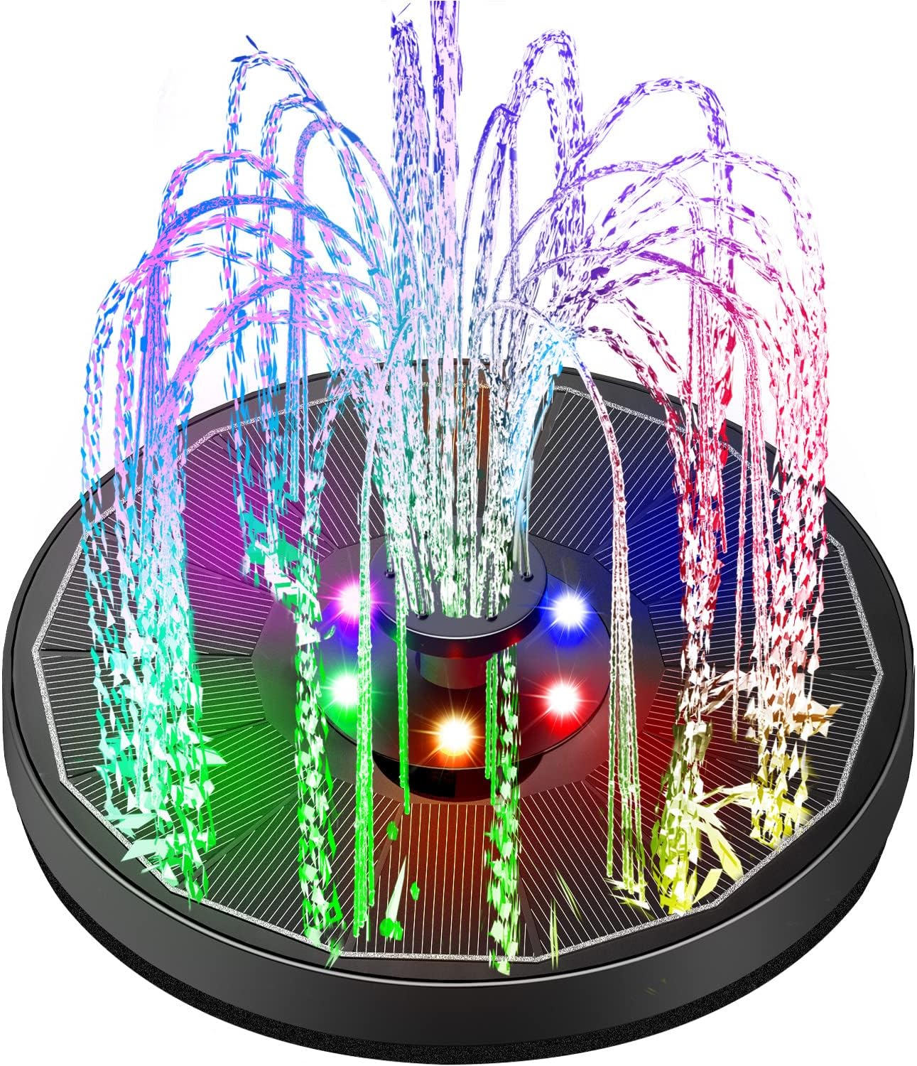 Yzert Solar Fountain with Colorful Light Glass Panel, 3.5W Solar Bird