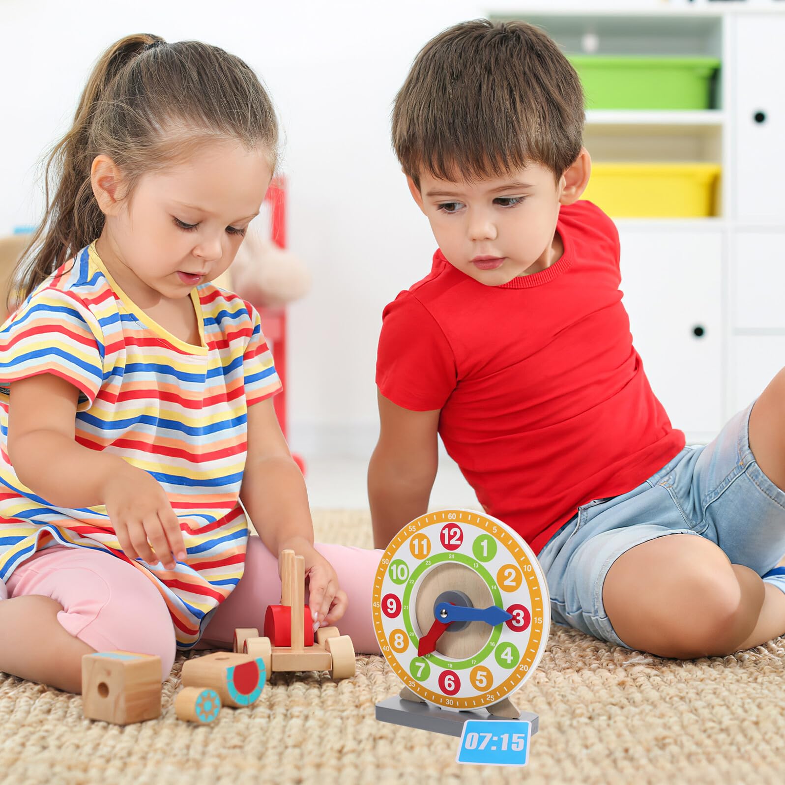 Reloj de Madera Educativo para Niños Diseño Analógico, Promueve la Capacidad de Aprendizaje Imaginación en Actividades de Enseñanza y Aprendizaje
