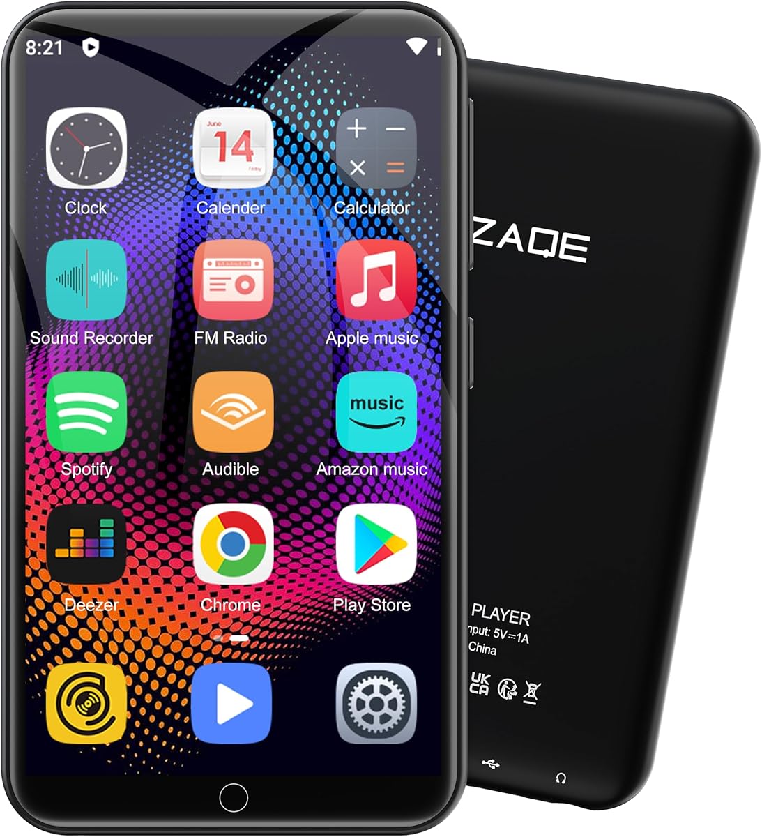 MP3 Player with Bluetooth and WiFi, 80GB Storage& Android OS, 4" Touch Screen Spotify Music&Video Player, Built-in Speaker, FM Radio, MP4 Player for Kids