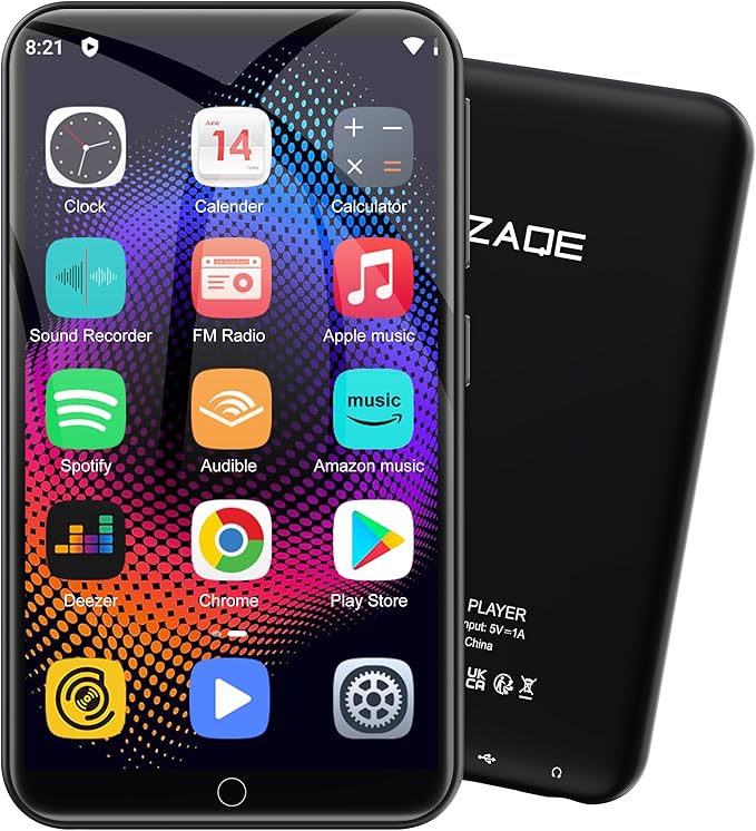 MP3 Player with Bluetooth and WiFi, 80GB Storage& Android OS, 4" Touch Screen Spotify Music&Video Player, Built-in Speaker, FM Radio, MP4 Player for Kids