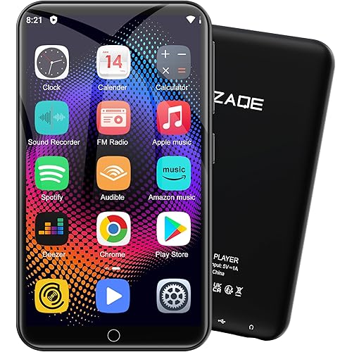 MP3 Player with Bluetooth and WiFi, 80GB Storage& Android OS, 4" Touch Screen Spotify Music&Video Player, Built-in Speaker, FM Radio, MP4 Player for Kids