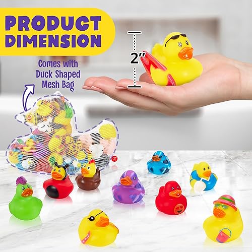 Miniatura 4 de Playbees Surtido de patos de goma para niños, paquete de 25 unidades, juego sensorial, alivio del estrés, relleno de calcetines, regalos de