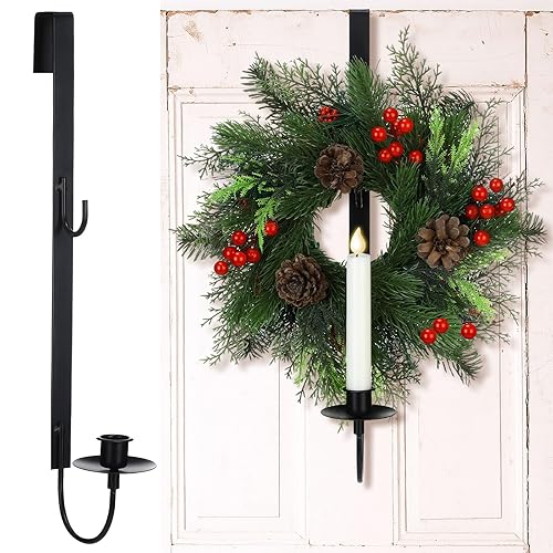 18 Inch Wreath Hanger with Candle Holder Metal Wall Electronic