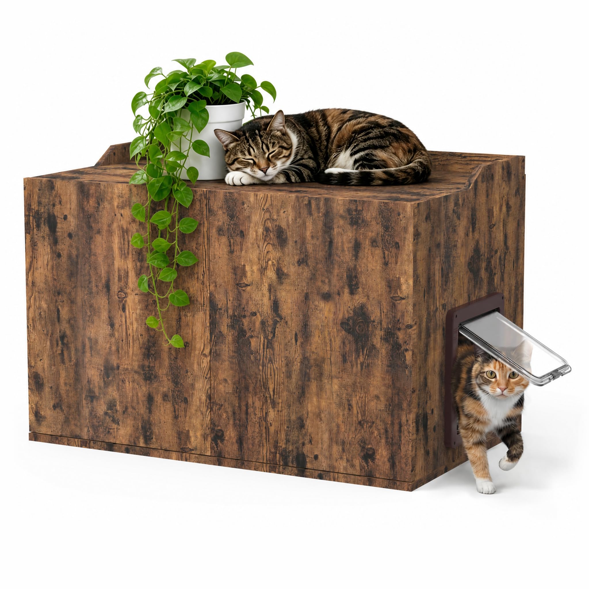 Viviendo Caja de arena para gatos de 80 cm con puerta, color marrón