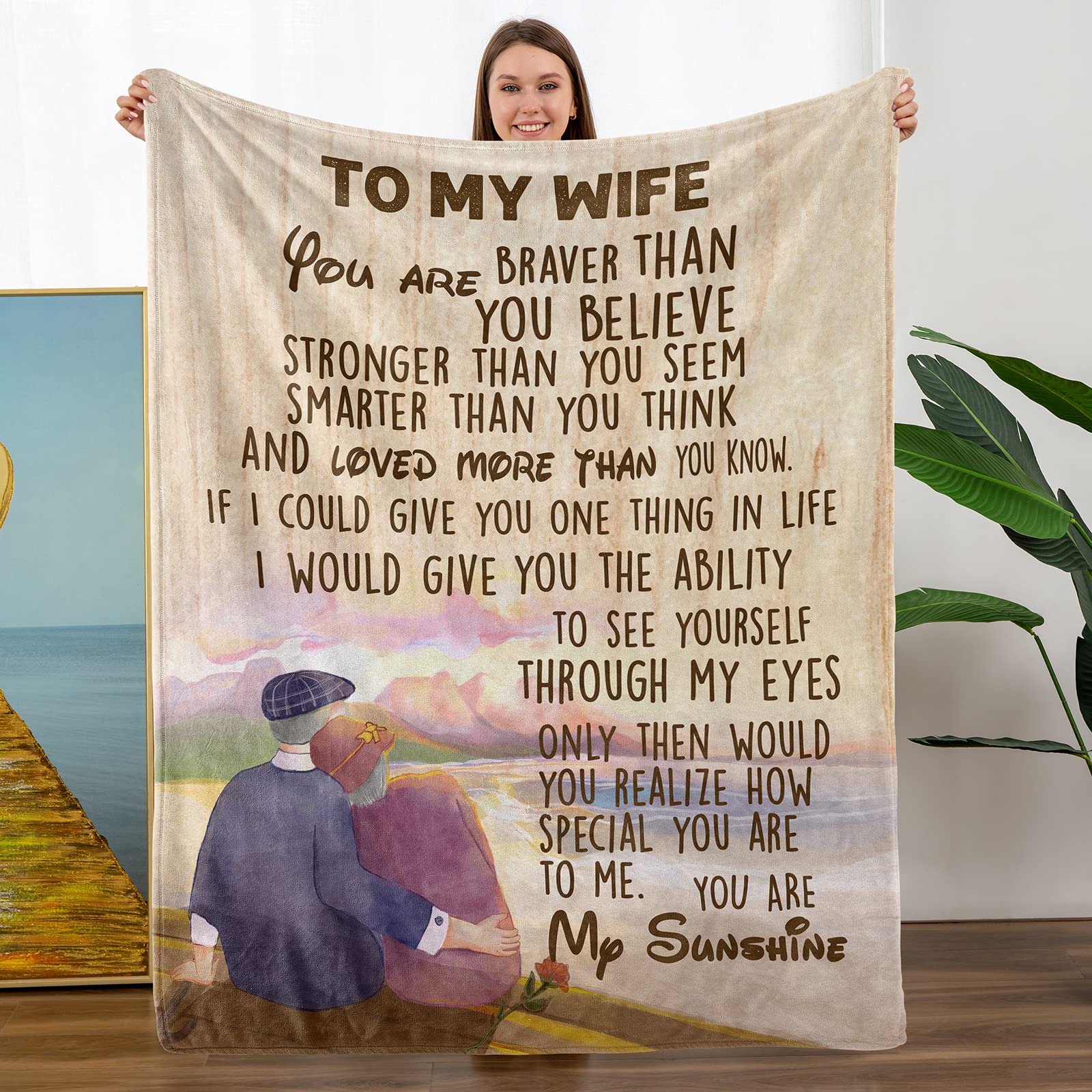 TURMTF Coperta Personalizzata Con Lettera D'amore Per Moglie, Marito, Figlia, Papà: 125x150 Cm, Microfibra