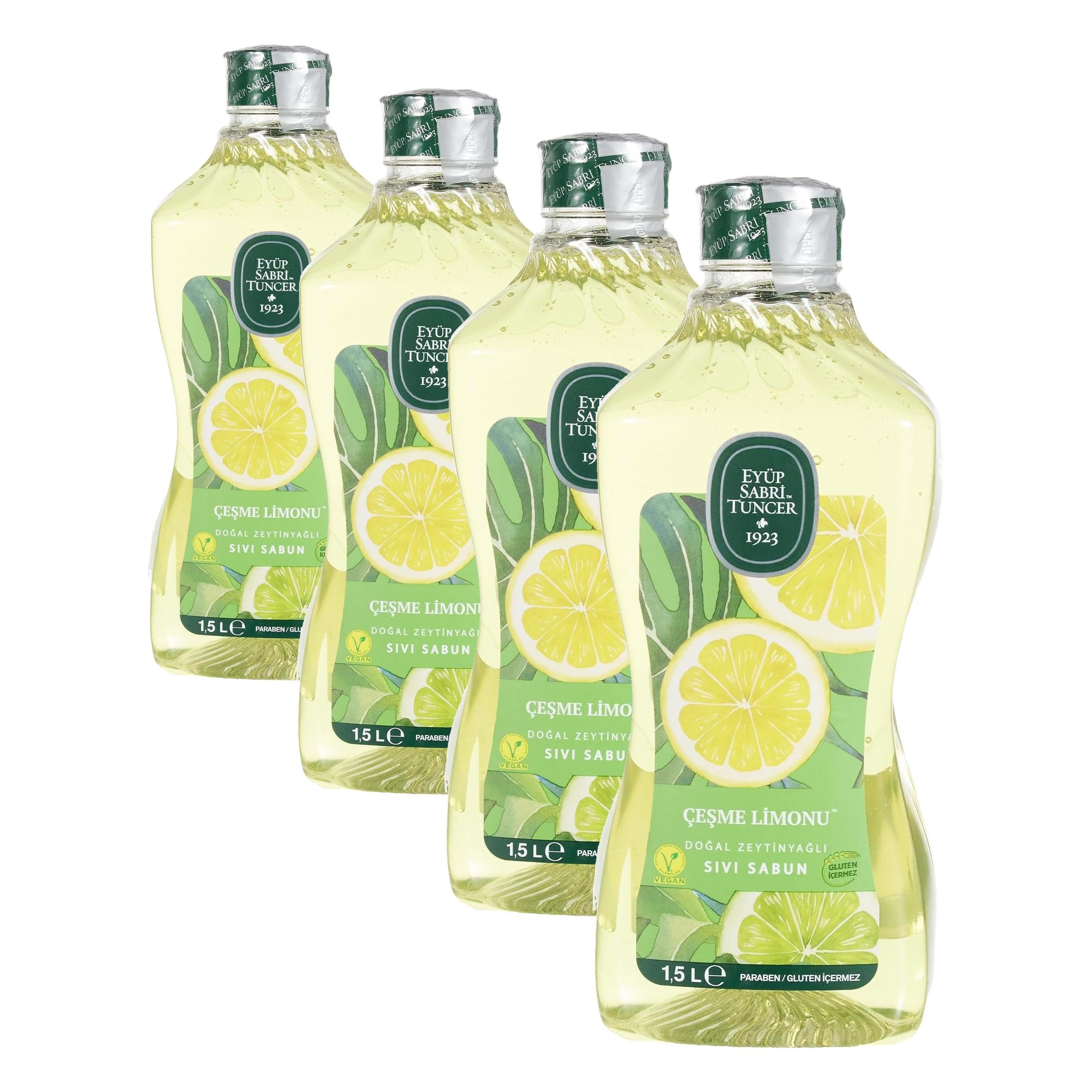 Eyüp Sabri Tuncer Doğal Zeytinyağlı Sıvı Sabun Çeşme Limonu Sıvı Sabun 1500 ml (4 paketi)