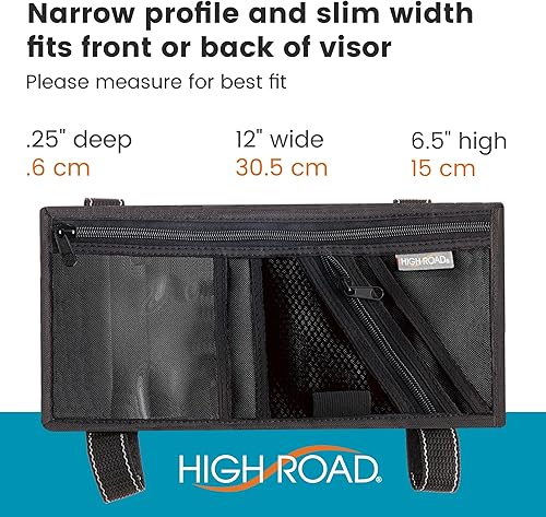 Miniatura 19 de High Road Car Visor Organizer with Zippered Pockets, Sunglasses Sleeve and Clear Photo or Registration and Insurance Pocket - Heavy Duty Straps Fit