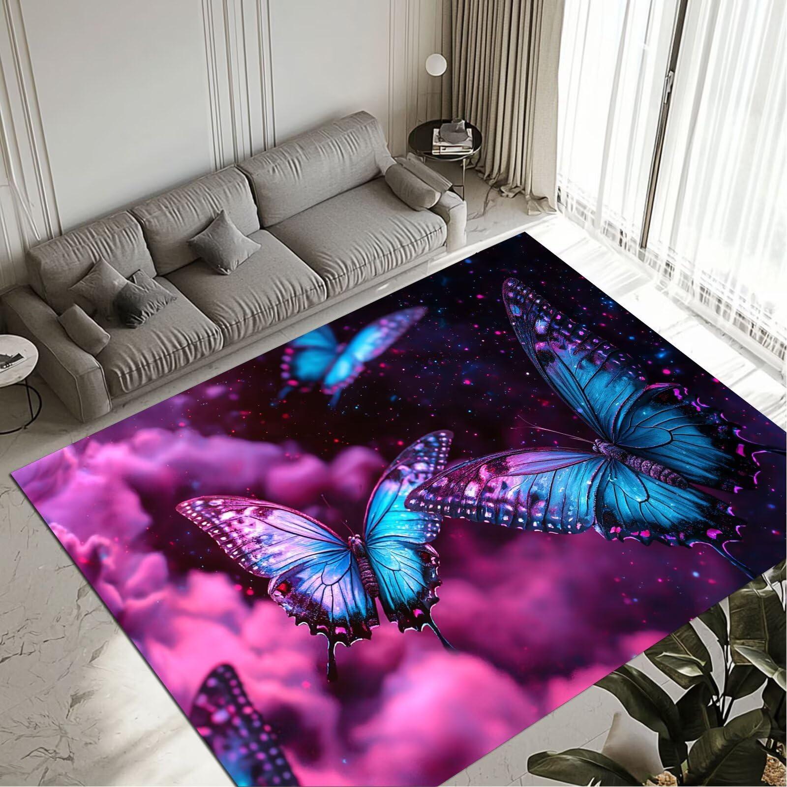 Tapis lavable et imperméable 160x230cm grand tapis salon antidérapant