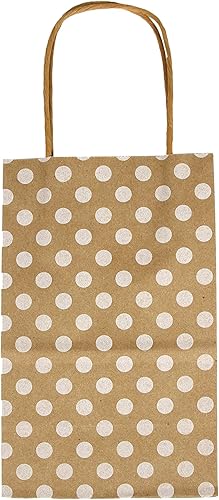 Gift Expressions Bolsa de papel biodegradable de lunares de 12 quilates con asa resistente (pequeña, marrón P.Brown)