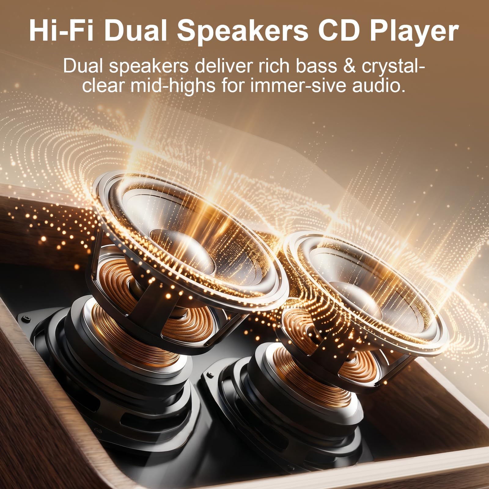 Gueray Tragbarer CD Player Bluetooth CD-Player mit Lautsprecher & Radio & Fernbedienung Unterstützt USB/AUX Wiedergabe Kopfhöreranschluss Walnussholz